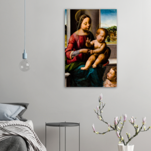 Madonna, Child and St John the Baptist ✠ Brushed #Aluminum #AluminumPrint Brushed Aluminum Icons Rosary.Team