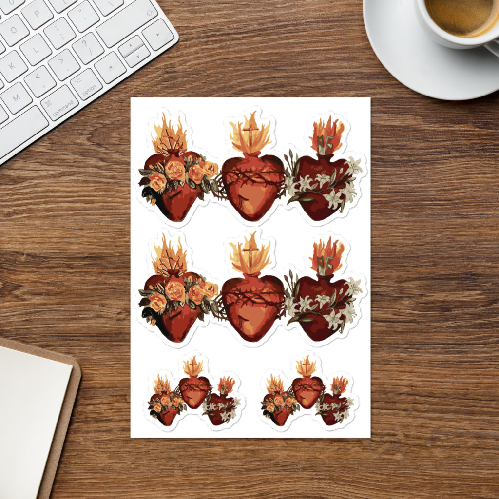 Three Hearts – Jesus Mary and Joseph #JMJ  #Sticker sheet