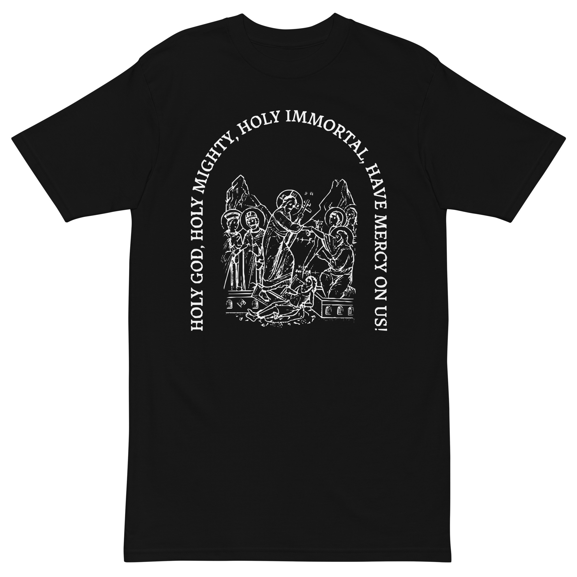 Holy God, Holy Mighty, Holy Immortal, have mercy on us – premium heavyweight tee
