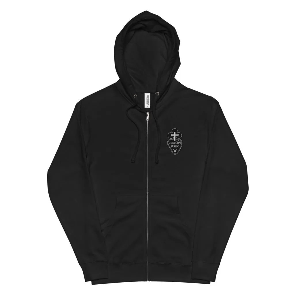 Passionist embroidered Unisex fleece zip up hoodie