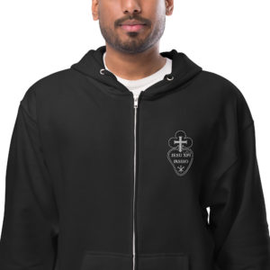 Passionist embroidered Unisex fleece zip up hoodie