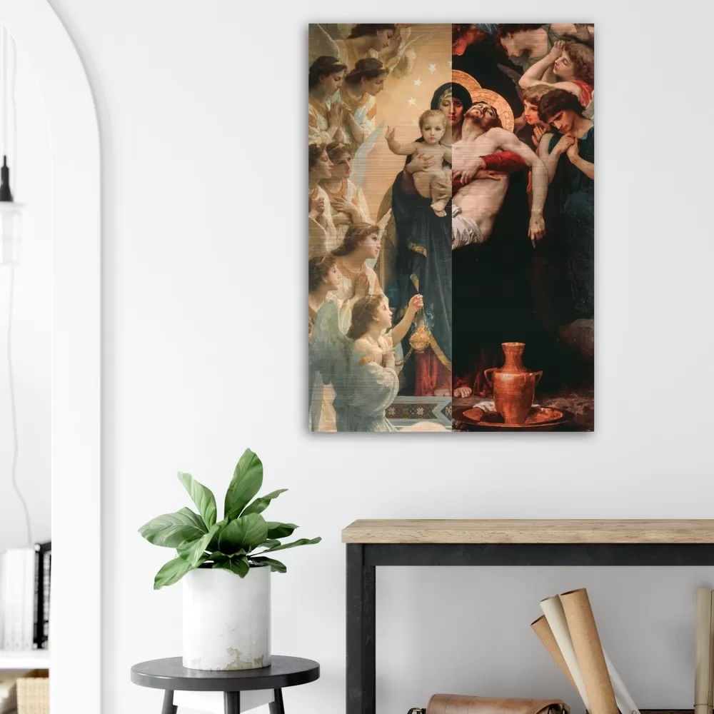 Pietà and Virgin with Angels (Bouguereau’) Brushed Aluminum Print  #Collage