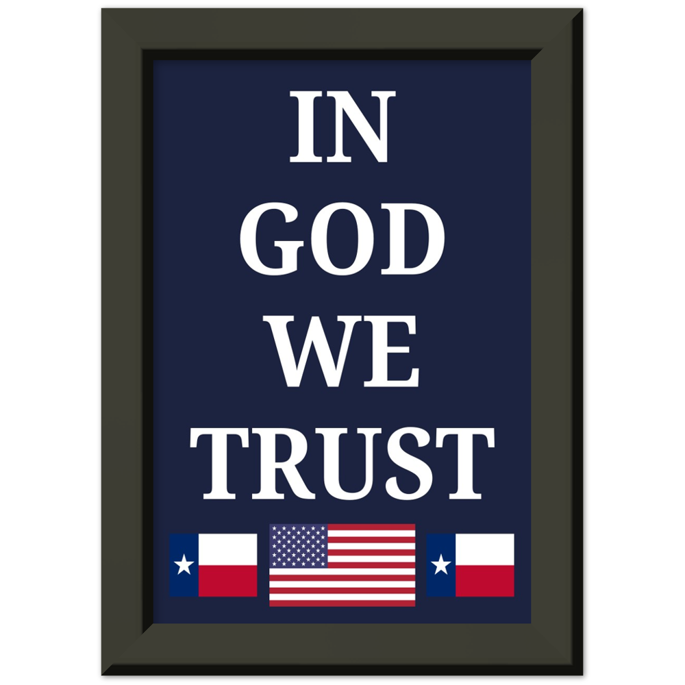IN GOD WE TRUST - Donate to your School District - TEXAS - Classic Semi-Glossy Paper Metal Framed Poster