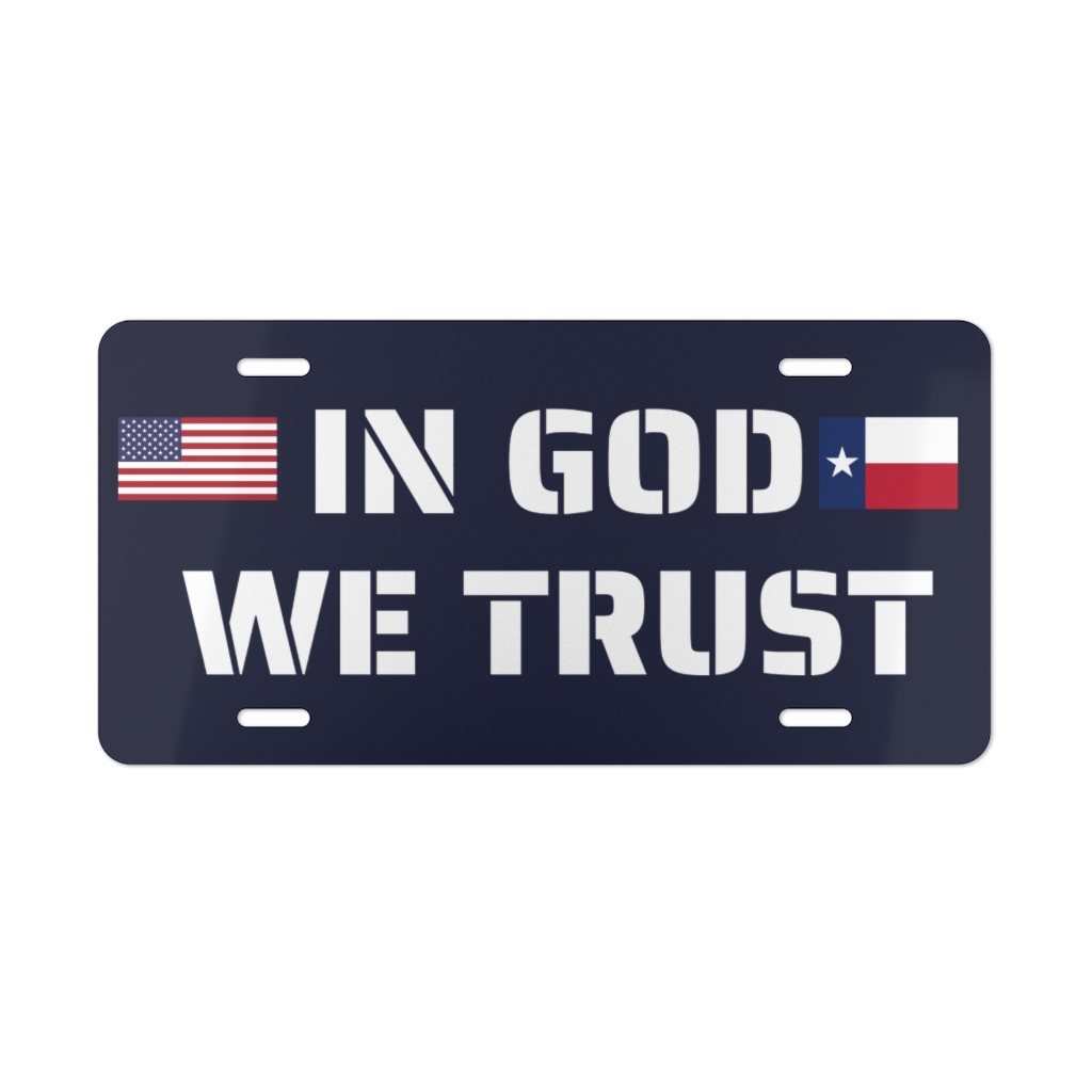 In God We Trust Texas License Plate National Motto USA Vanity Plate Made in USA