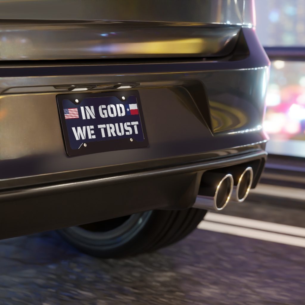 In God We Trust Texas License Plate National Motto USA Vanity Plate Made in USA