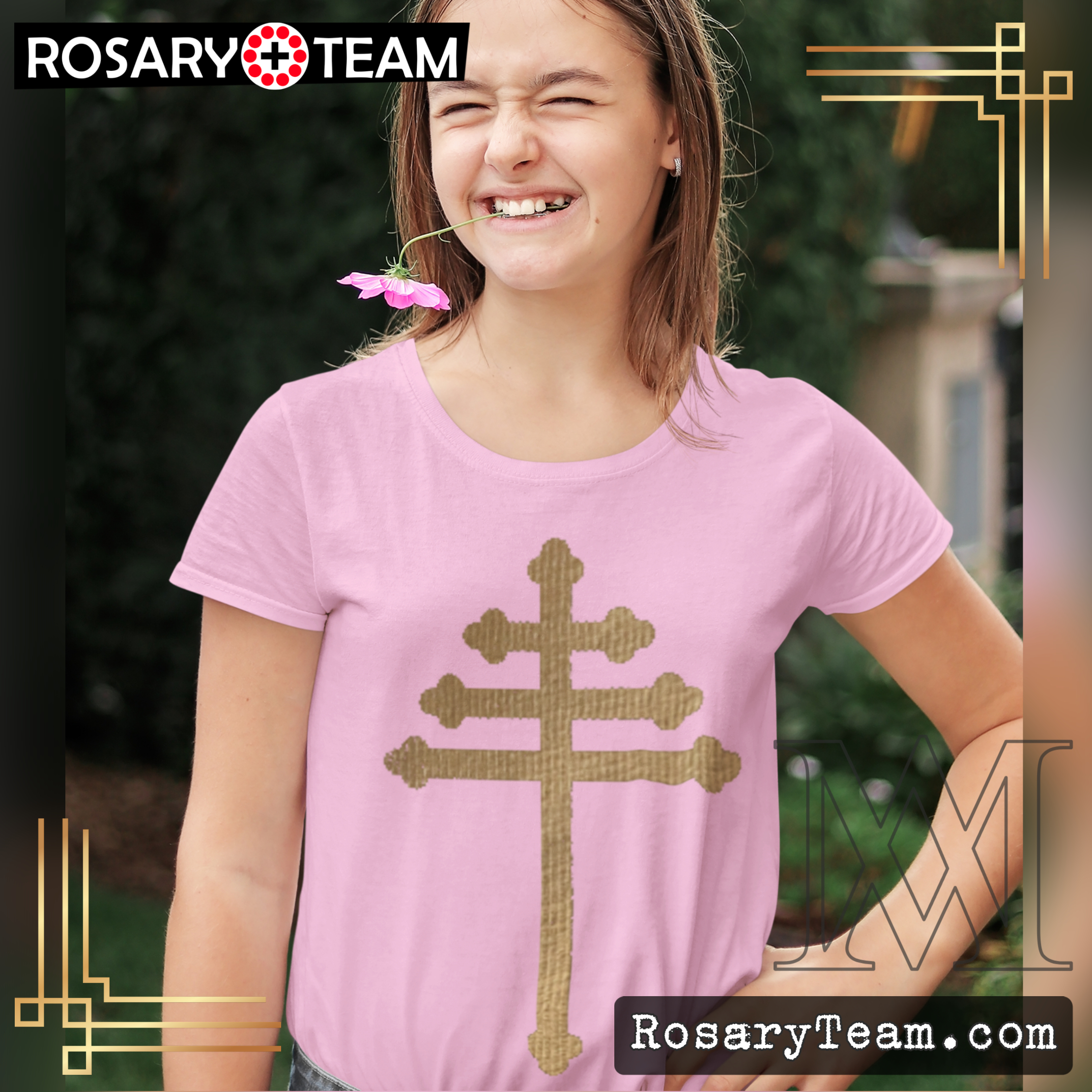 Maronite Cross #Golden Premium T-Shirt Apparel Rosary.Team