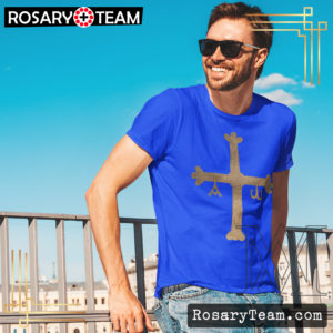 Victory Cross Asturias #Golden Premium T-Shirt Apparel Rosary.Team