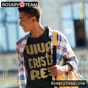 Viva Cristo Rey #Golden Premium T-Shirt Apparel Rosary.Team