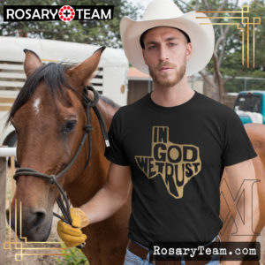Texas Map – In God We Trust #Gold #Metallic Premium T-Shirt Apparel Rosary.Team