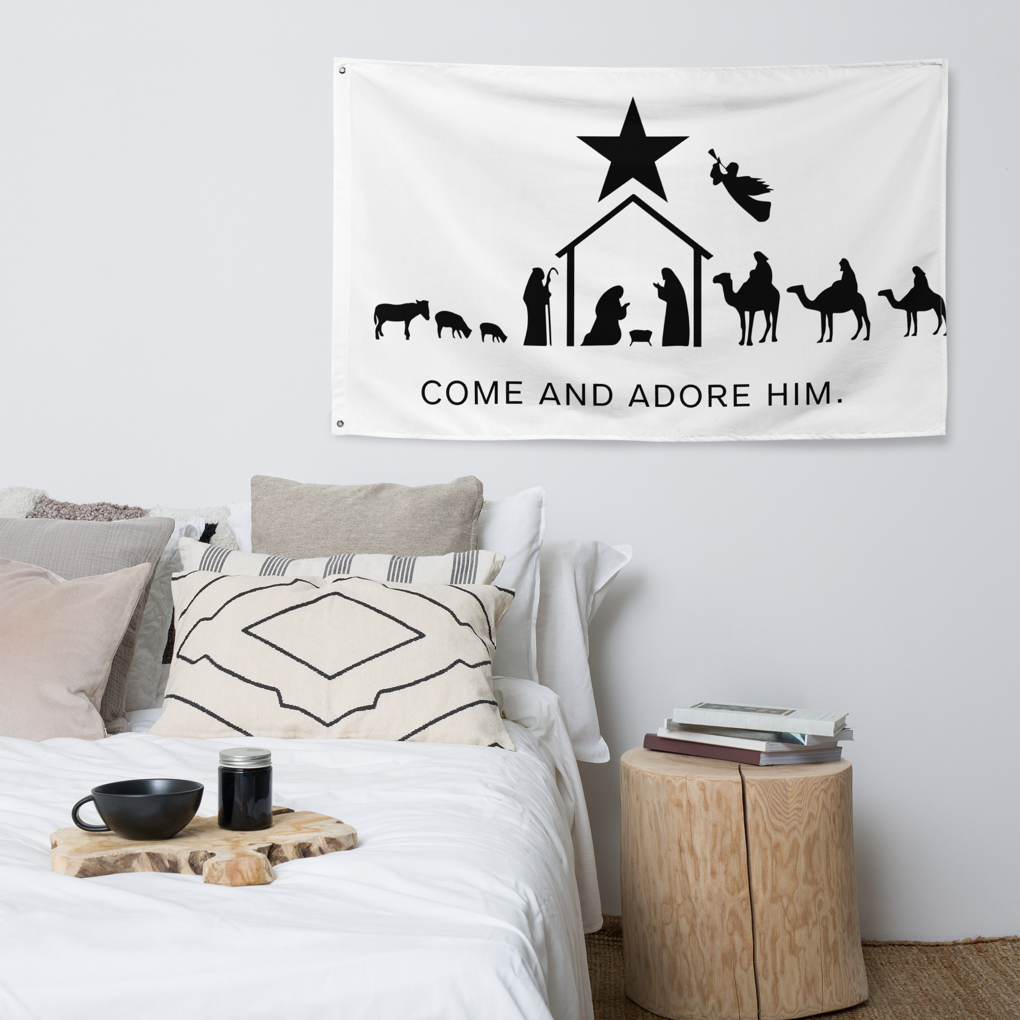 Nativity Come and Adore Him #GonzalesFlag Flag #Christmas