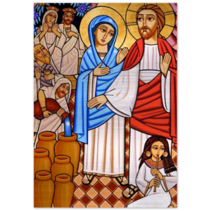 Wedding At Cana – Coptic – Brushed Aluminum Print Brushed Aluminum Icons Rosary.Team
