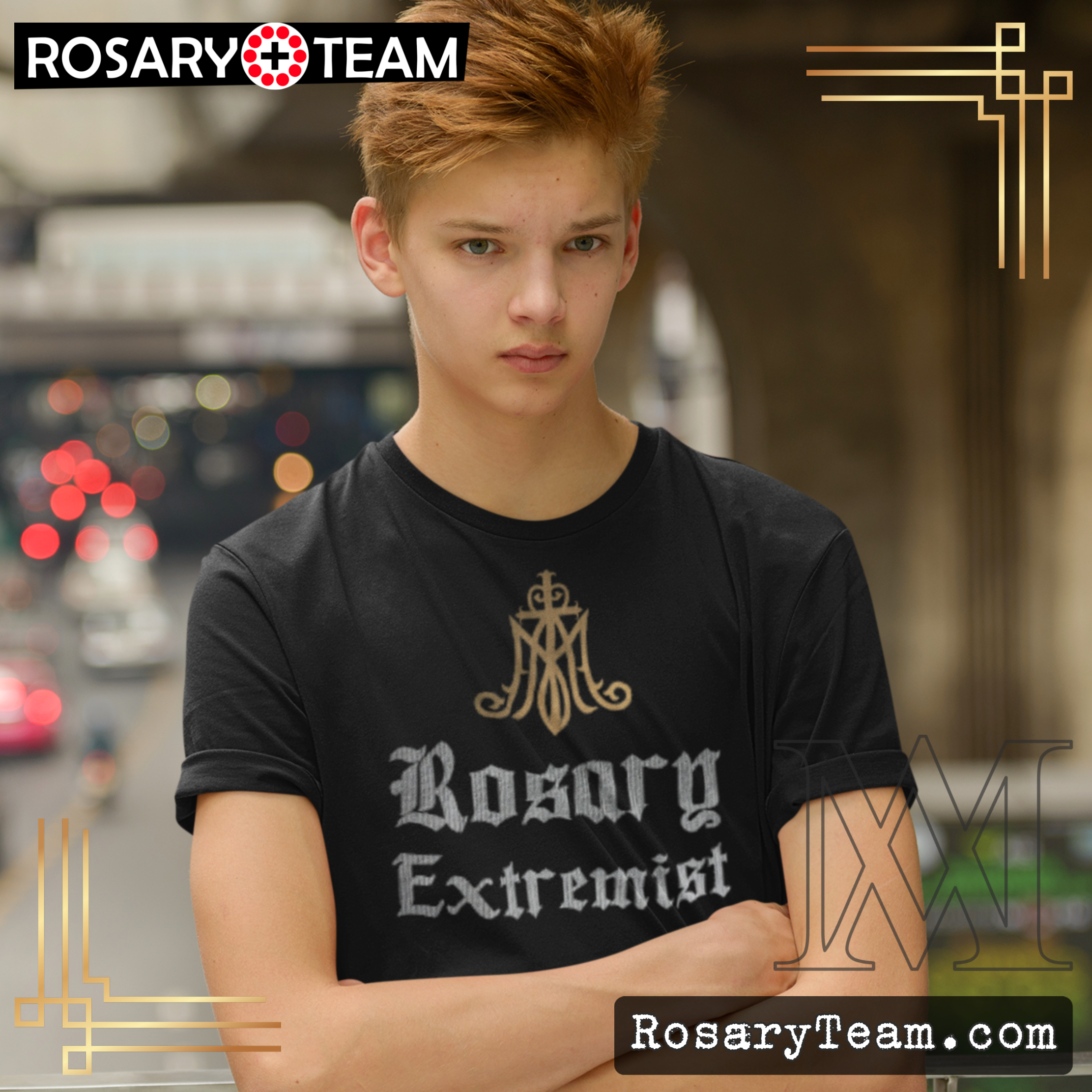 Rosary Extremist #Metallic #golden #silver Premium T-Shirt