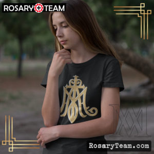 Marian Symbol #Gold Premium T-Shirt Apparel Rosary.Team