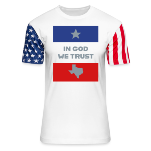 Texas – In God We Trust – #Metallic Print – Adult Stars & Stripes T-Shirt | LAT Code Five™ 3976 Apparel Rosary.Team