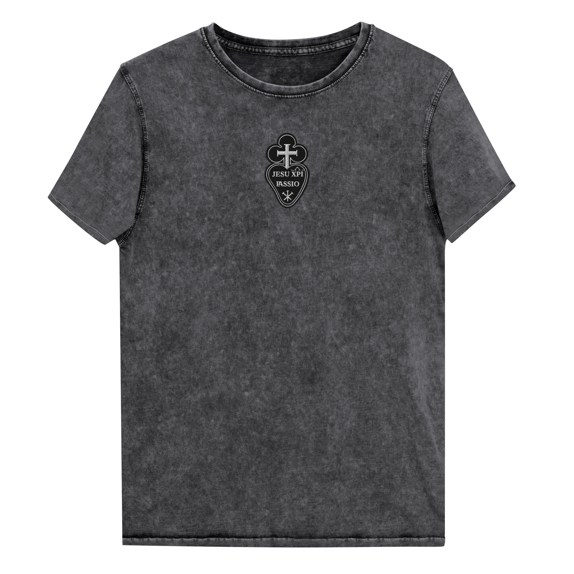 Jesu XPI Passio – Passionist Sign Embroidered Denim T-Shirt