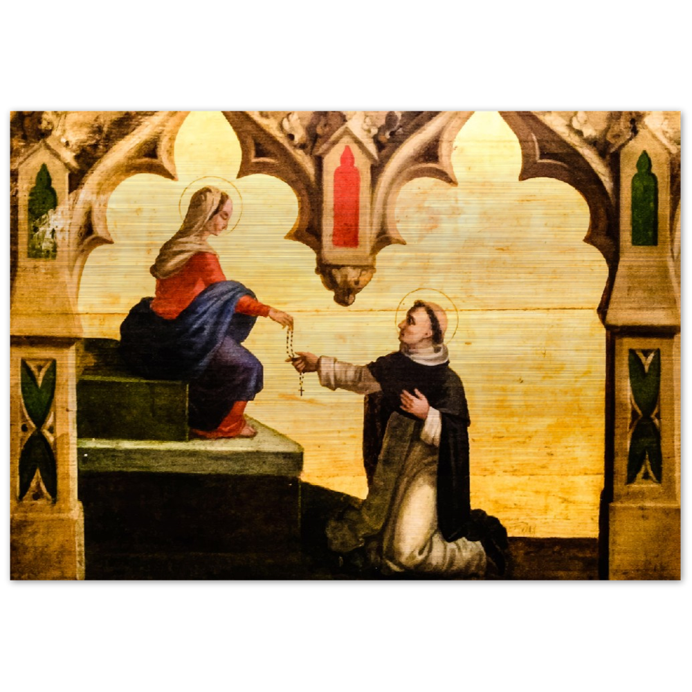 Saint Dominic Receiving the Rosary ✠ Brushed Aluminum Print