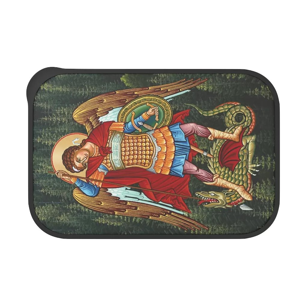 St Michael Archangel Shield PLA Bento Box with Band and Utensils