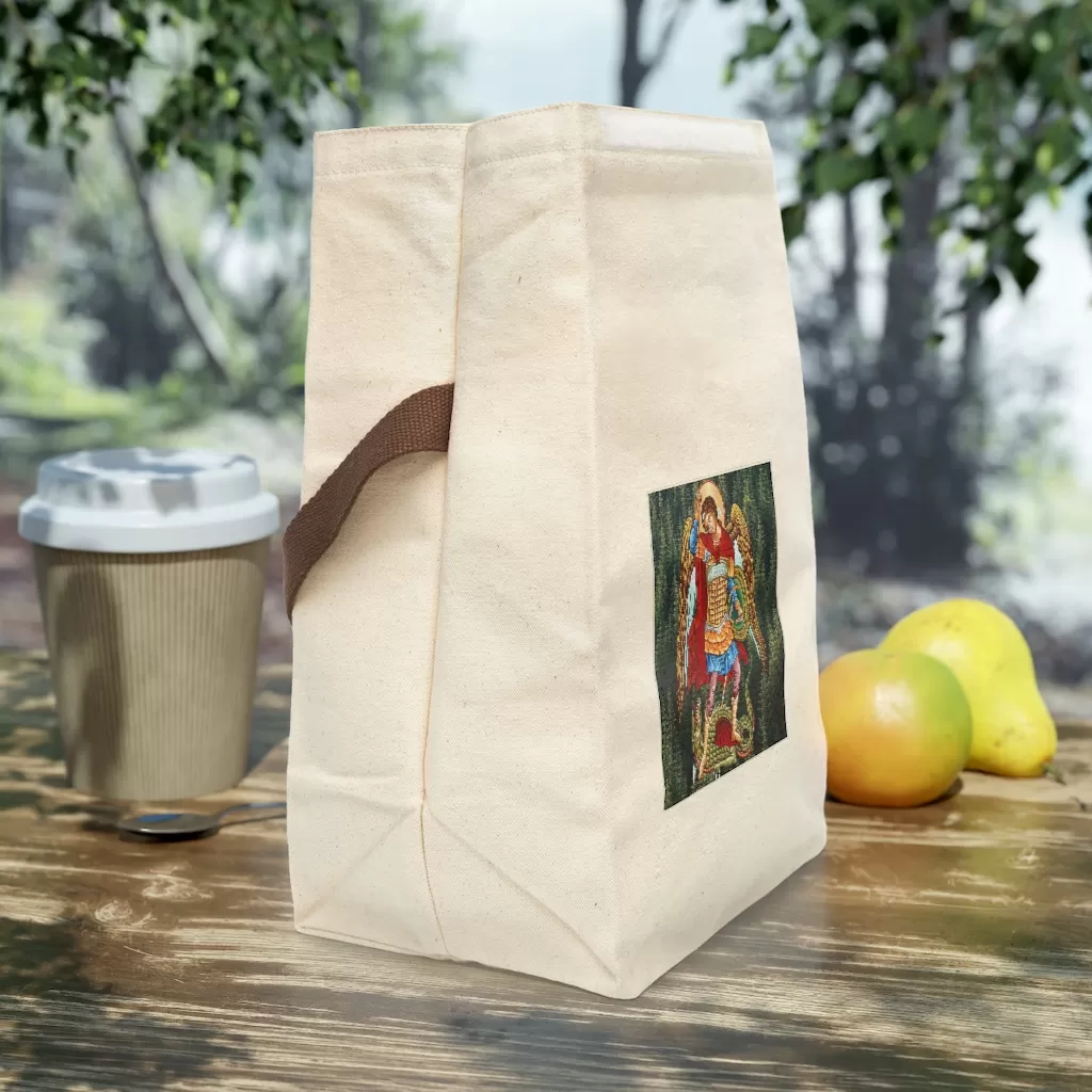 St Michael Archangel Canvas Lunch Bag With Strap Accessories Rosary.Team