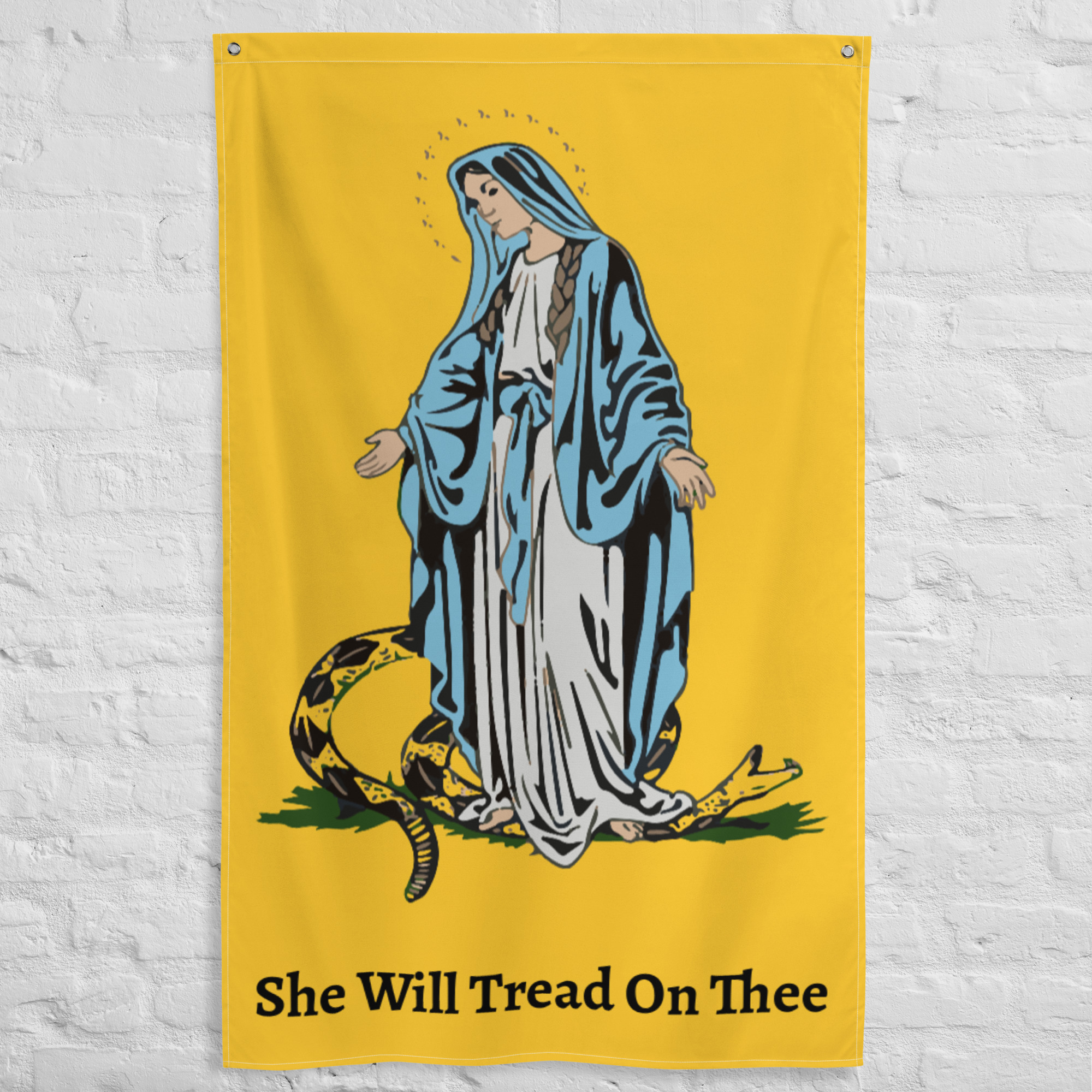 She Will Tread On Thee #Flag vertical Flags Rosary.Team