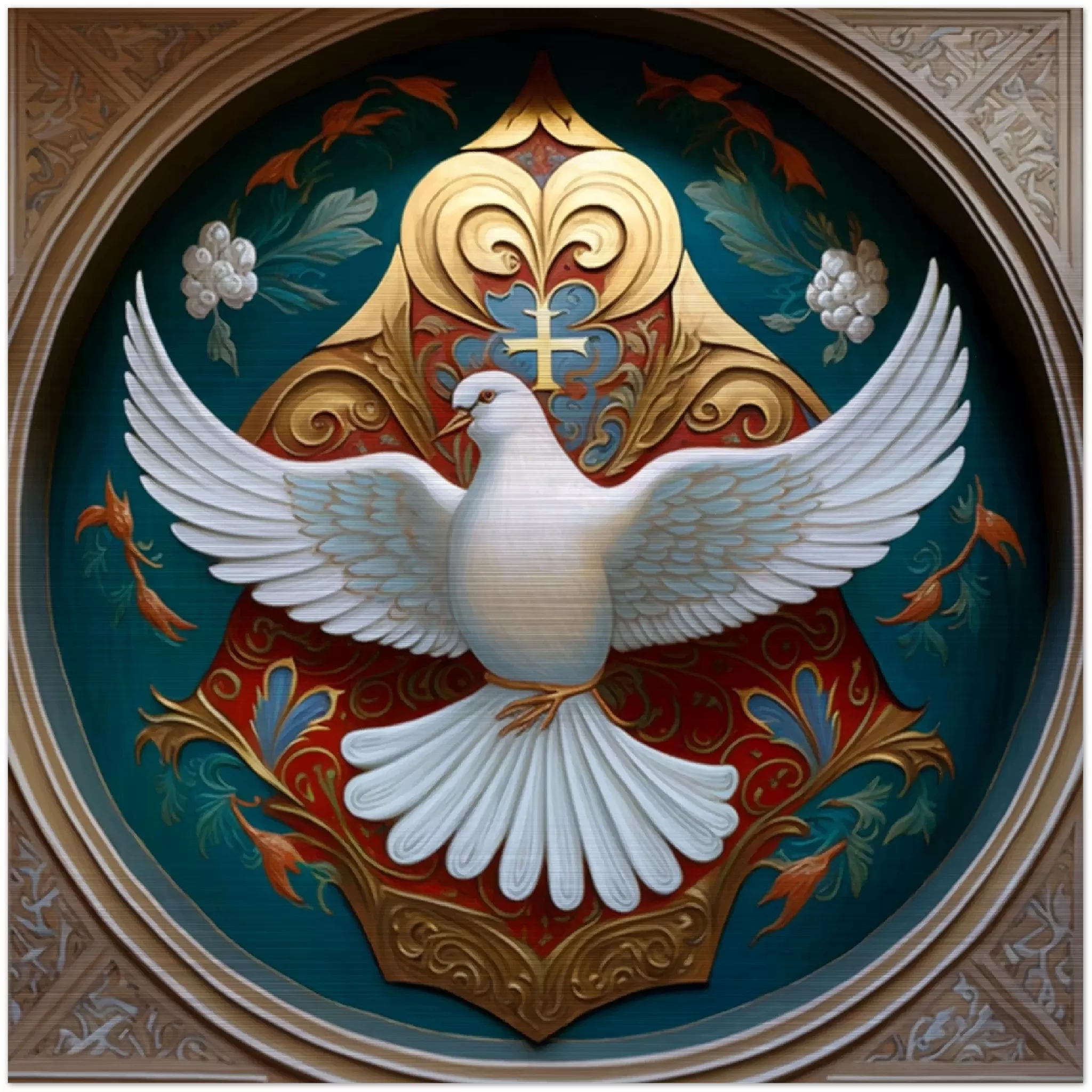 Prayer to the Holy Spirit ✠ Brushed Aluminum Icon