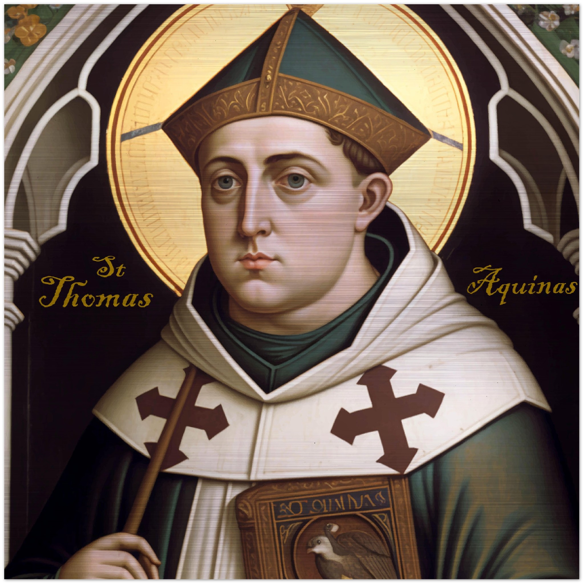St. Thomas Aquinas ✠ Brushed Aluminum Icon
