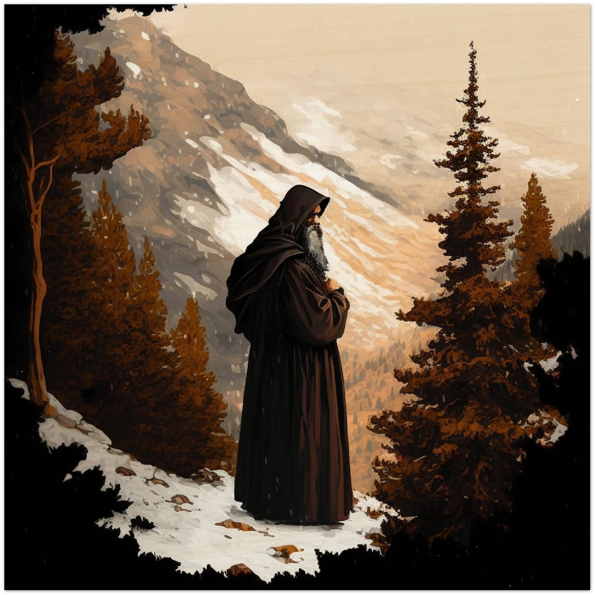 Miraculous Saint Charbel Maronite Monk Wood Icon