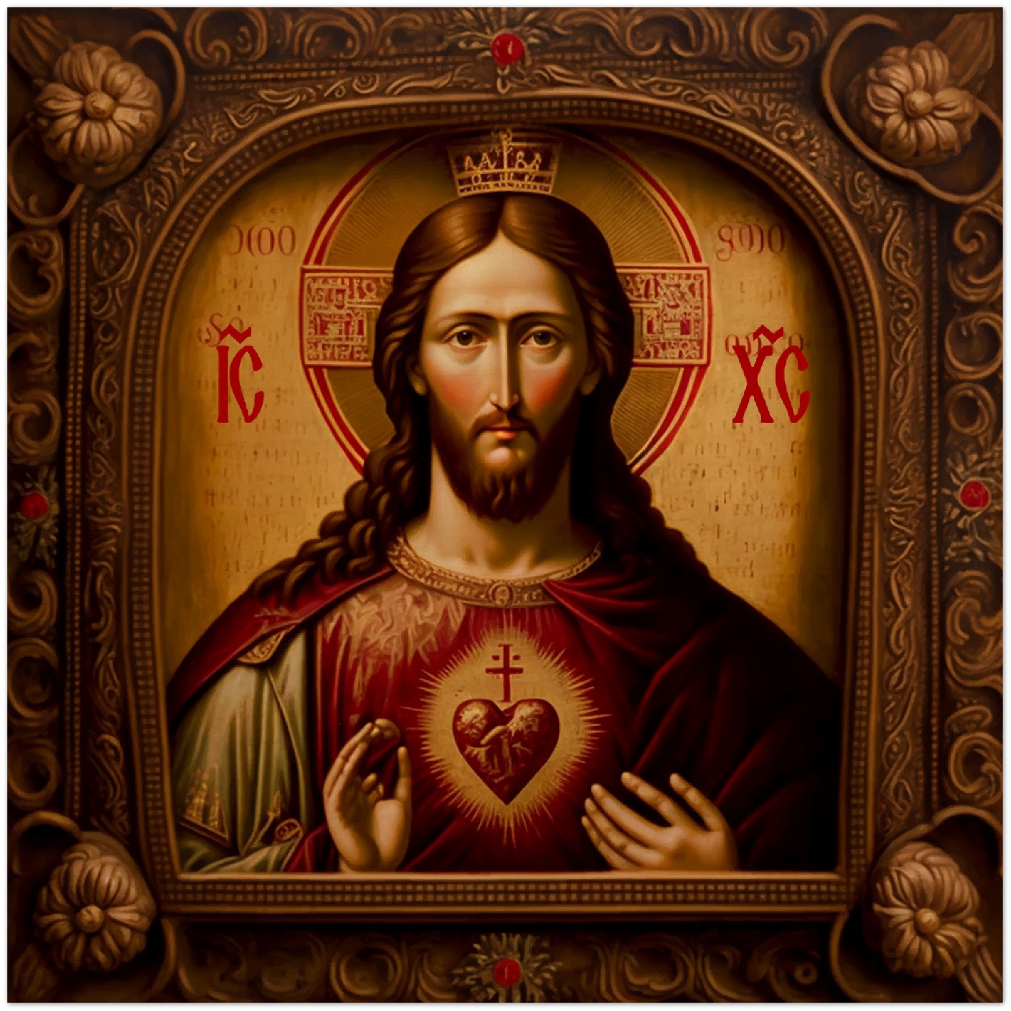 Jesus Christ the King of our Hearts ☩ Wood Print Icon