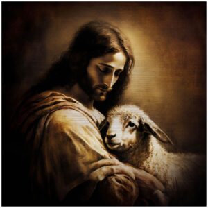 Gentle Jesus, Good Shepherd – Brushed Aluminum Icon Brushed Aluminum Icons Rosary.Team