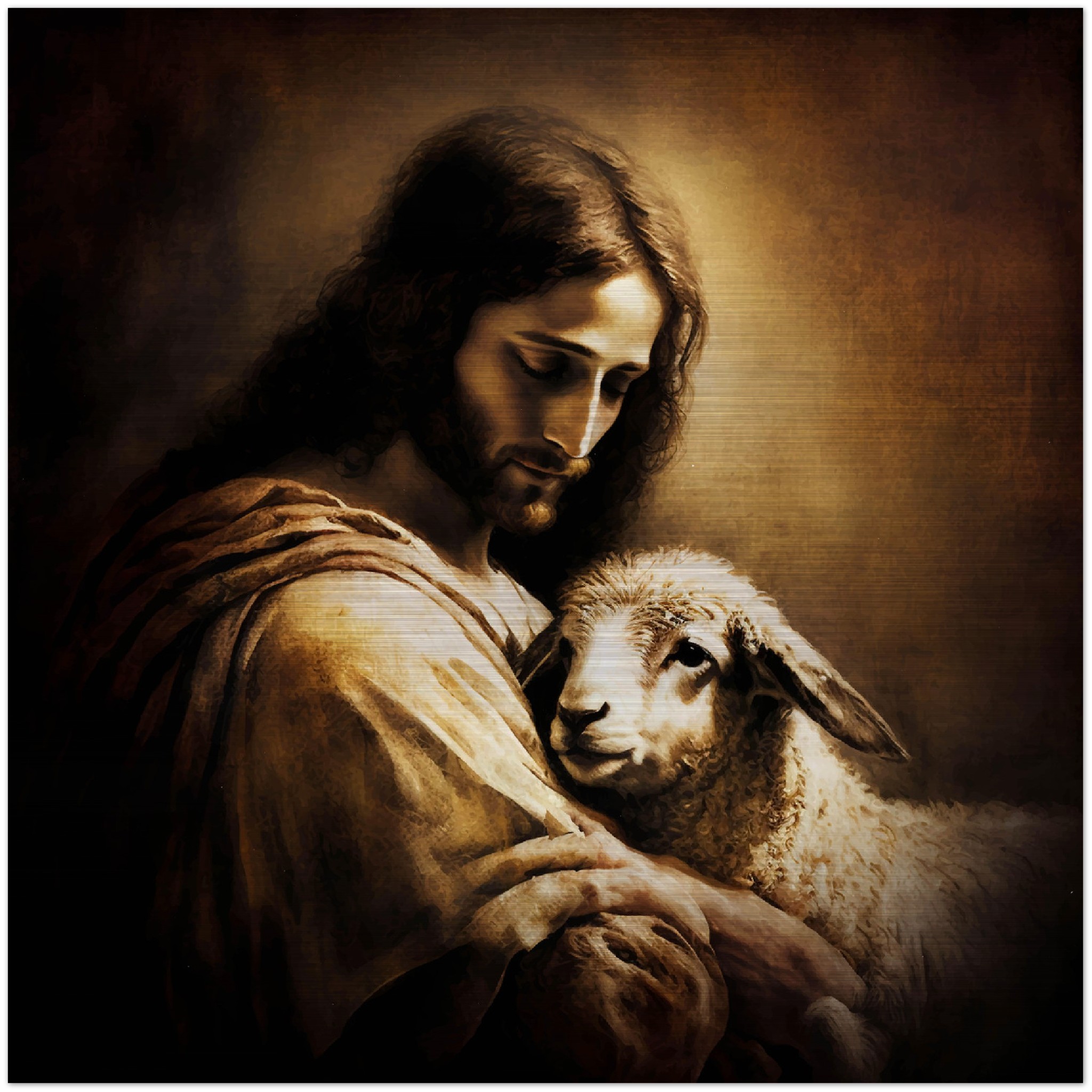 Gentle Jesus, Good Shepherd – Brushed Aluminum Icon