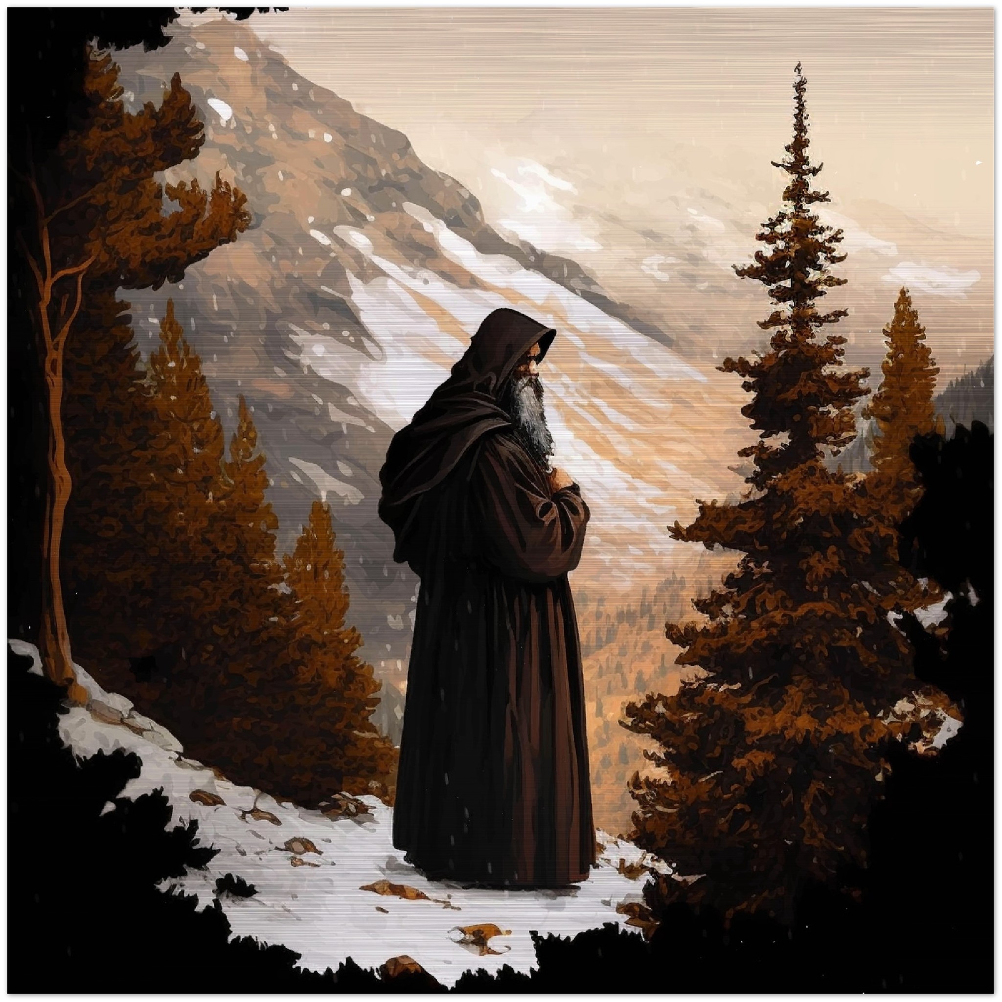 Miraculous Saint Charbel ✠ Maronite Monk ✠ Brushed Aluminum Icon