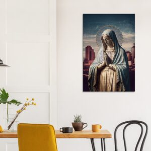 Our Lady Virgin Mary pray for us and our cities – Brushed Aluminum Print Brushed Aluminum Icons Rosary.Team