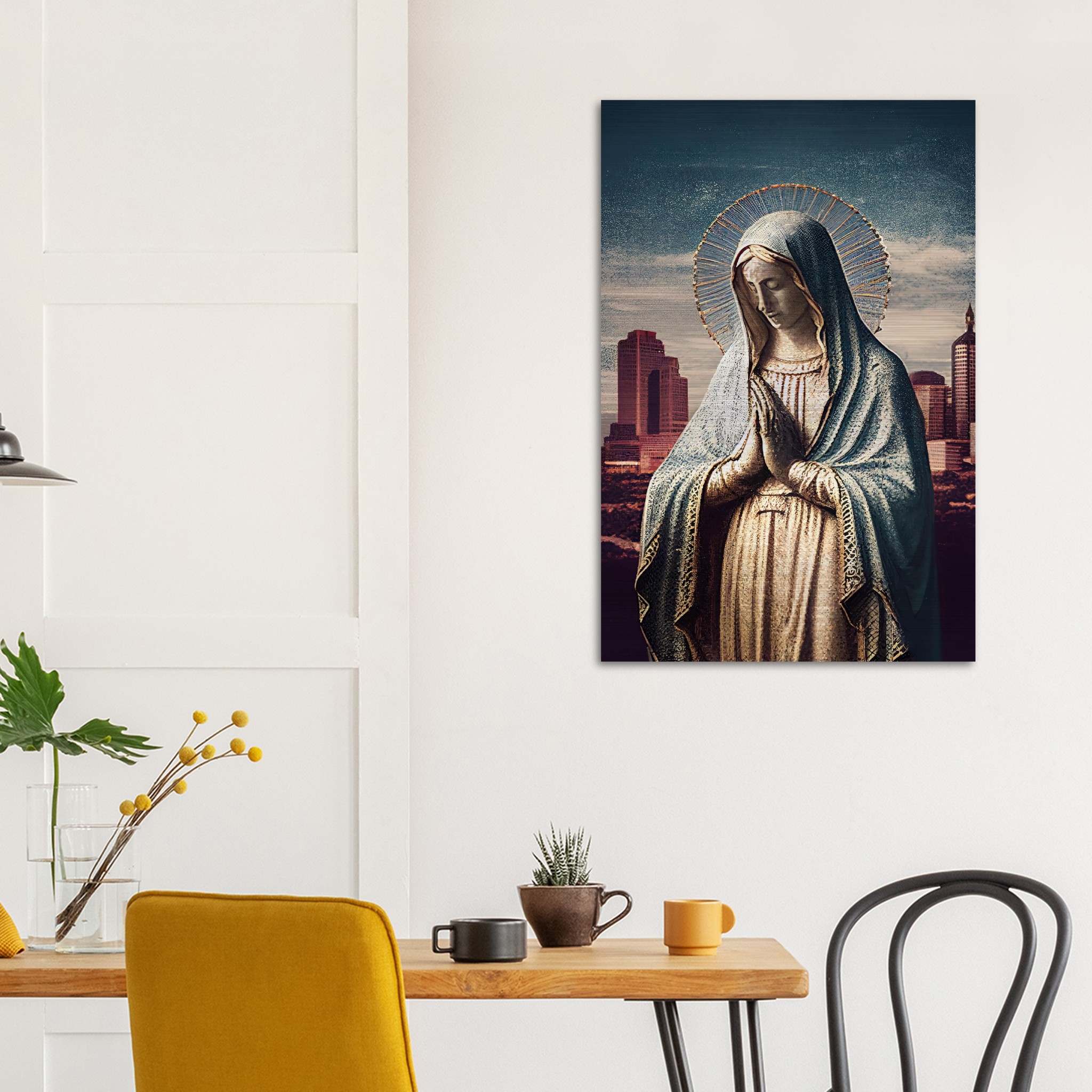 Our Lady Virgin Mary pray for us and our cities – Brushed Aluminum Print