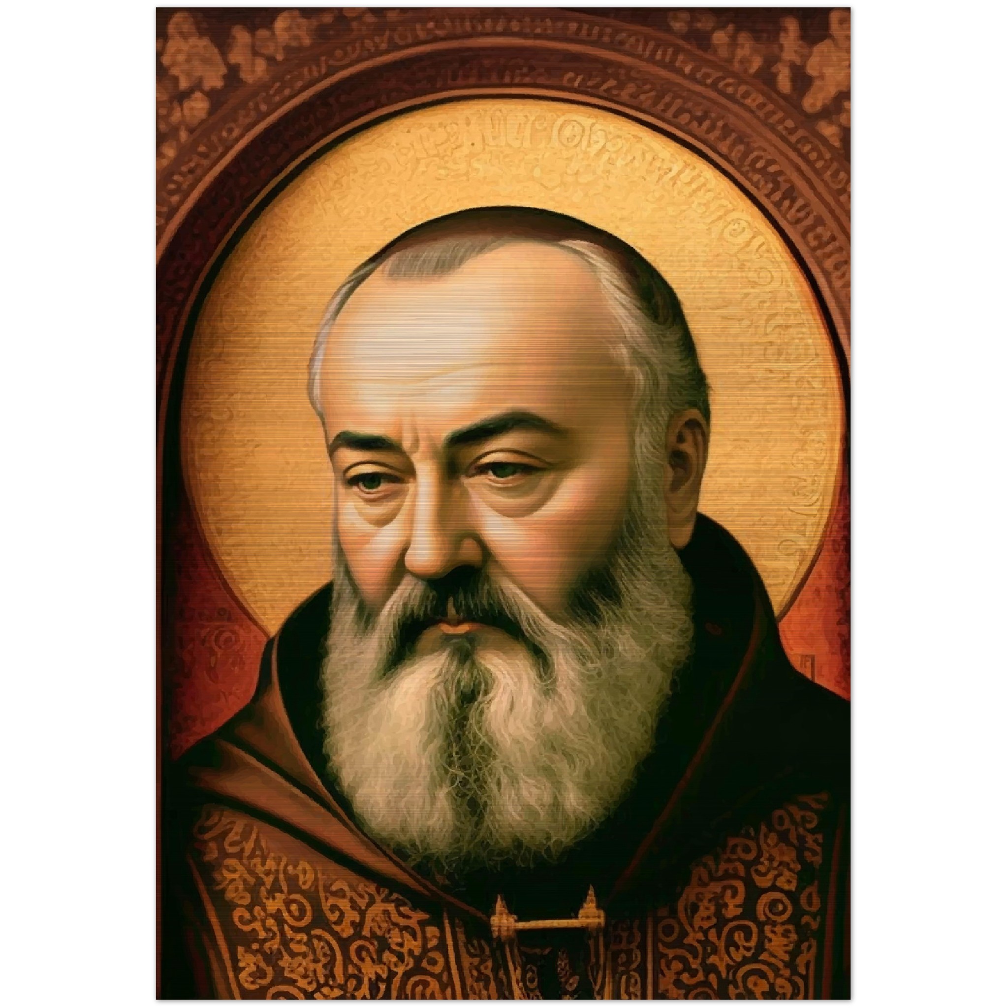 St. Padre Pio of Pietrelcina ✠ Brushed Aluminum Icon Brushed Aluminum Icons Rosary.Team