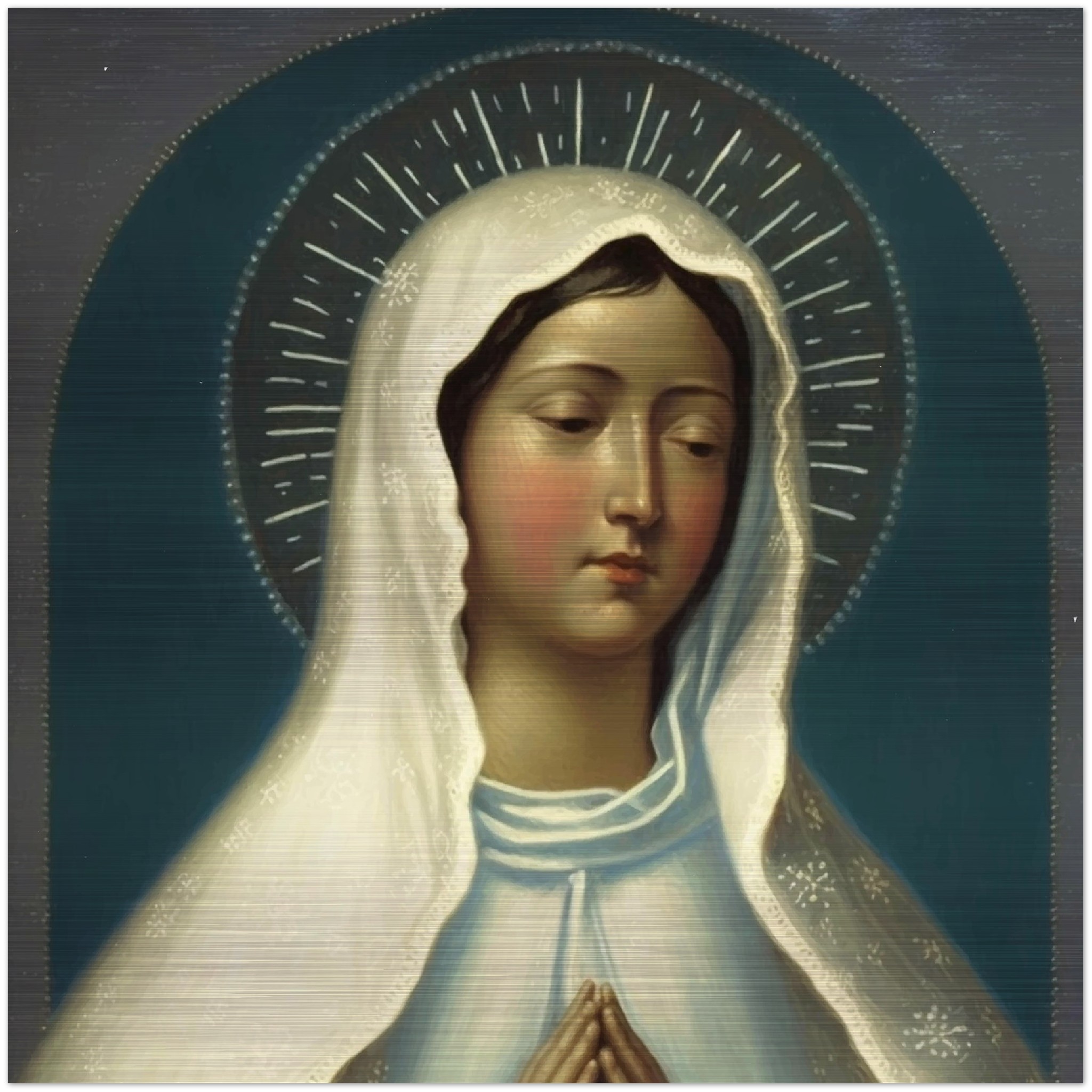 Dear Mother of Jesus ✠ Brushed Aluminum Icon