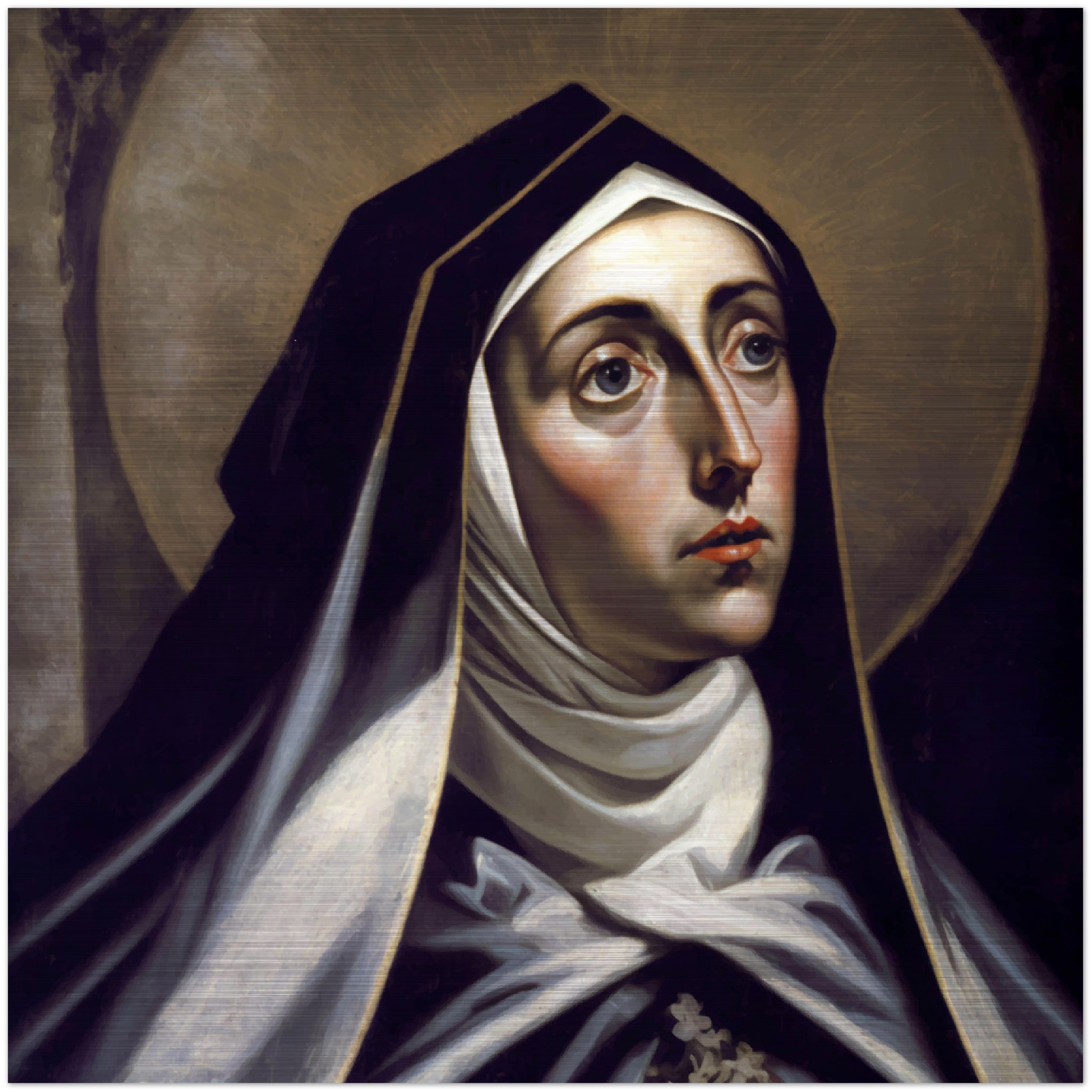 St. Teresa, queen of mystical theology, Pray for us ✠ Brushed Aluminum Icon