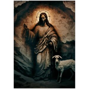 Jesus the Good Shepherd ✠ Brushed Aluminum Icon Brushed Aluminum Icons Rosary.Team