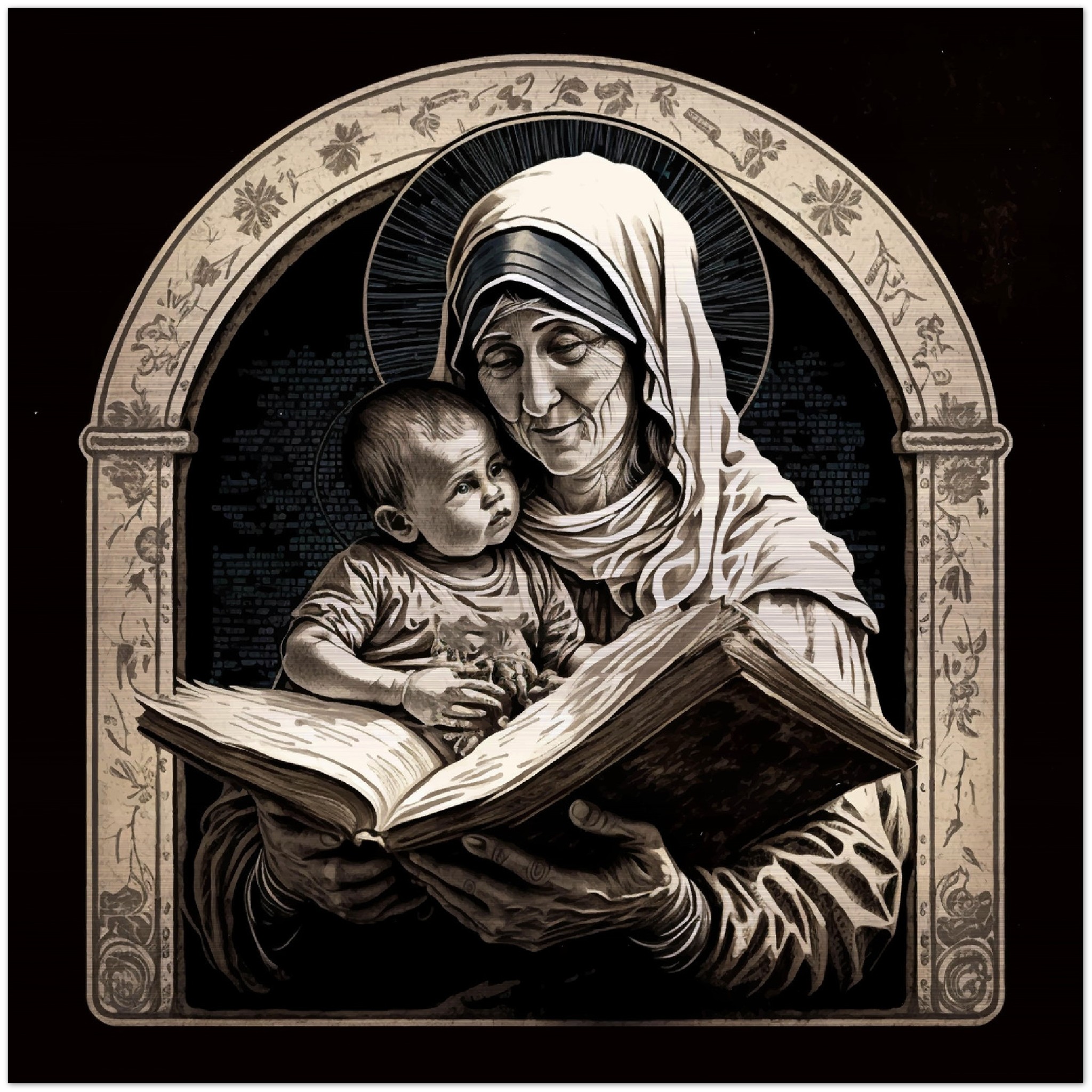 Saint Mother Teresa, defender of life Brushed Aluminum Icon Brushed Aluminum Icons Rosary.Team