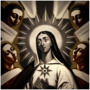 St. Teresa, great light of the Catholic Church,	Pray for us ✠ Brushed Aluminum Icon Brushed Aluminum Icons Rosary.Team