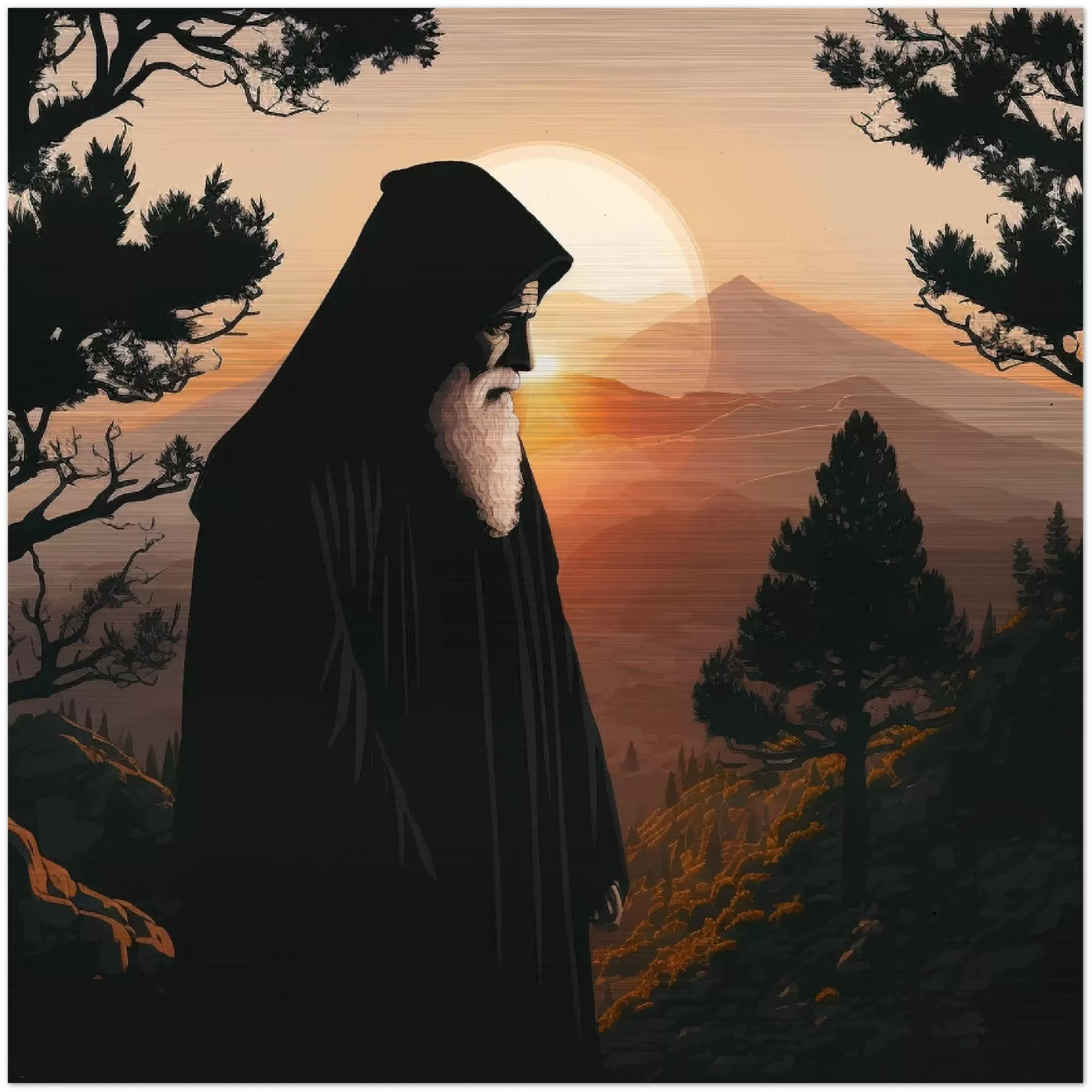 Charbel, the saint monk ✠ Brushed Aluminum Icon