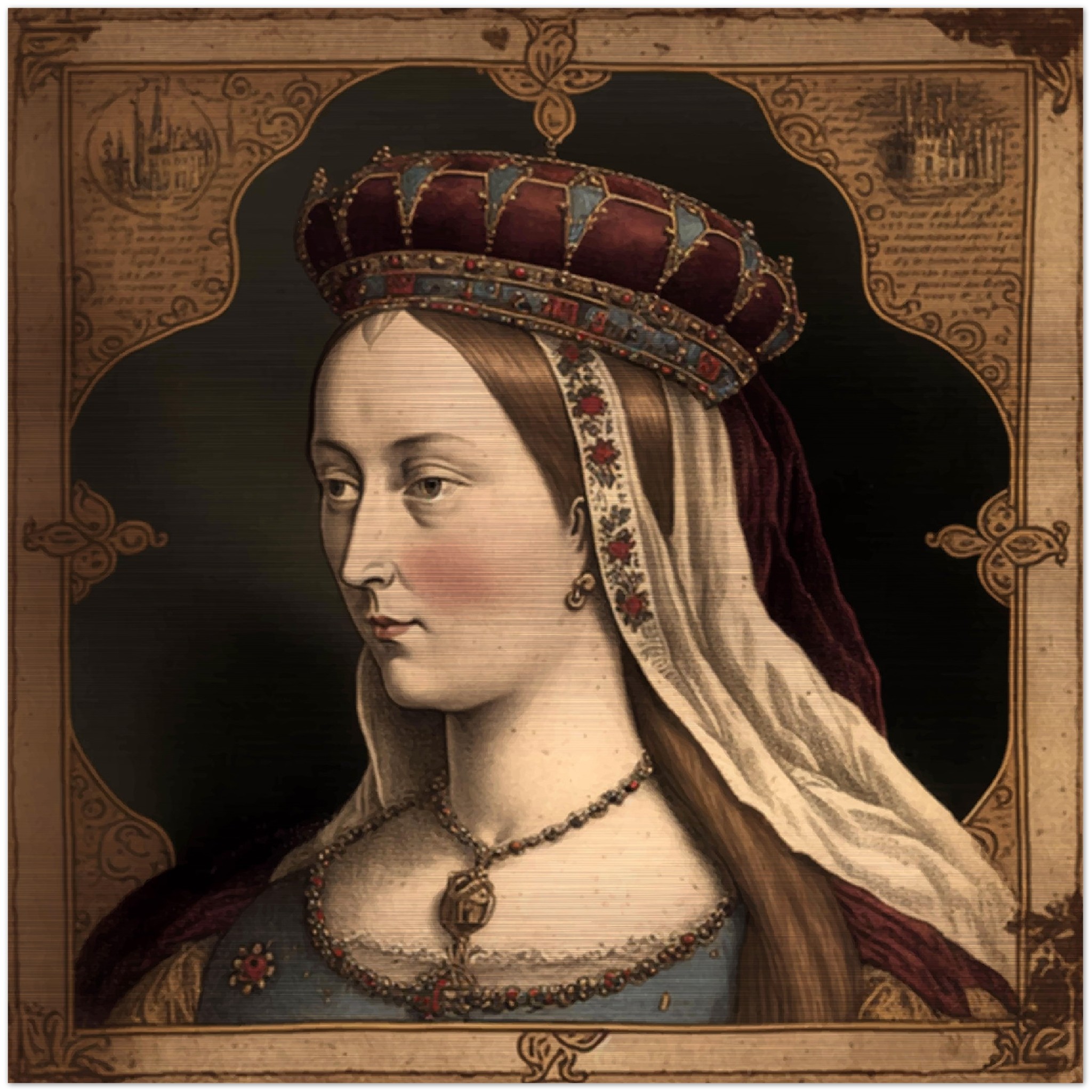 Queen Isabel the Catholic, Isabella I of Castile ✠ Brushed Aluminum Print