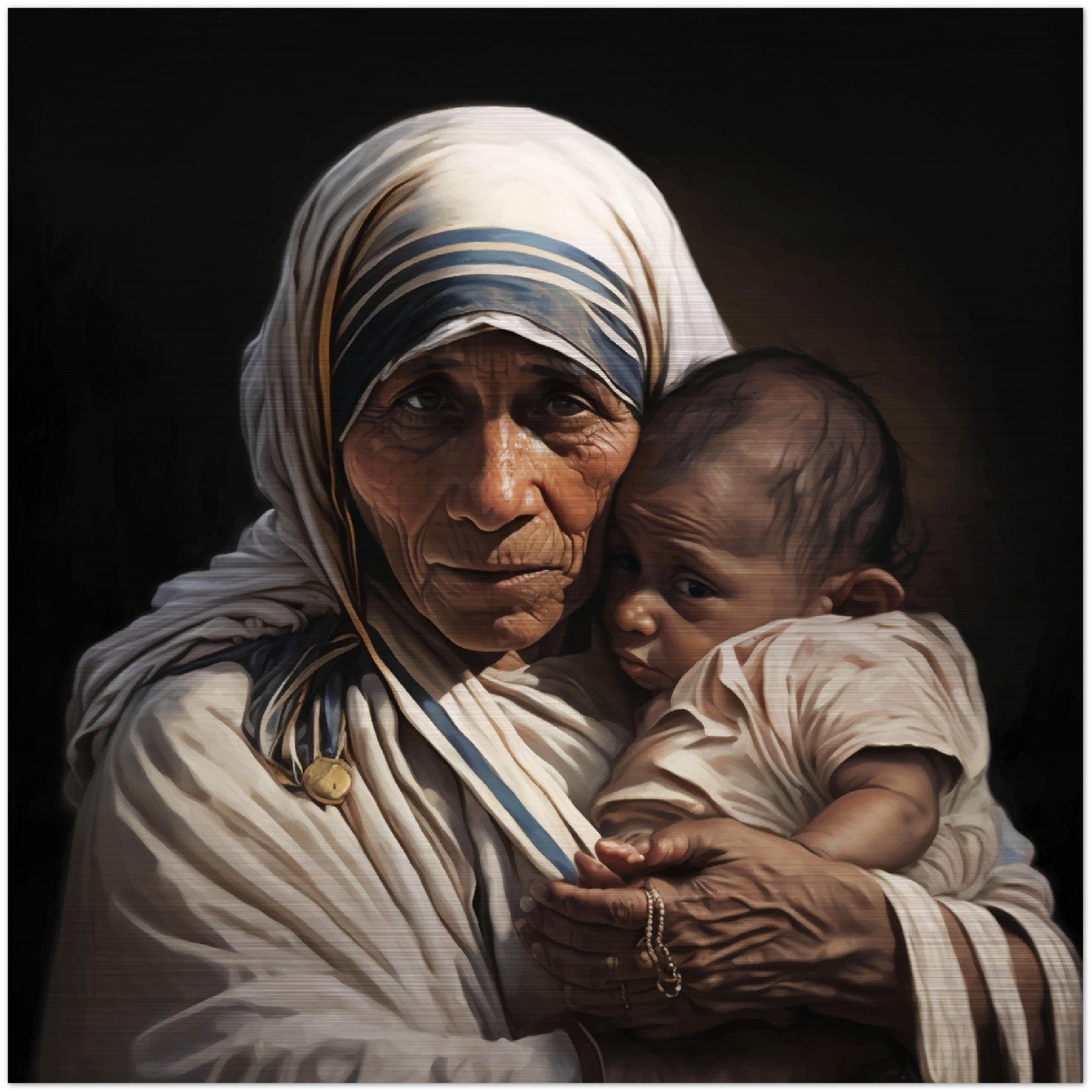 Mother Teresa, defender of life ✠ Brushed Aluminum Icon Brushed Aluminum Icons Rosary.Team