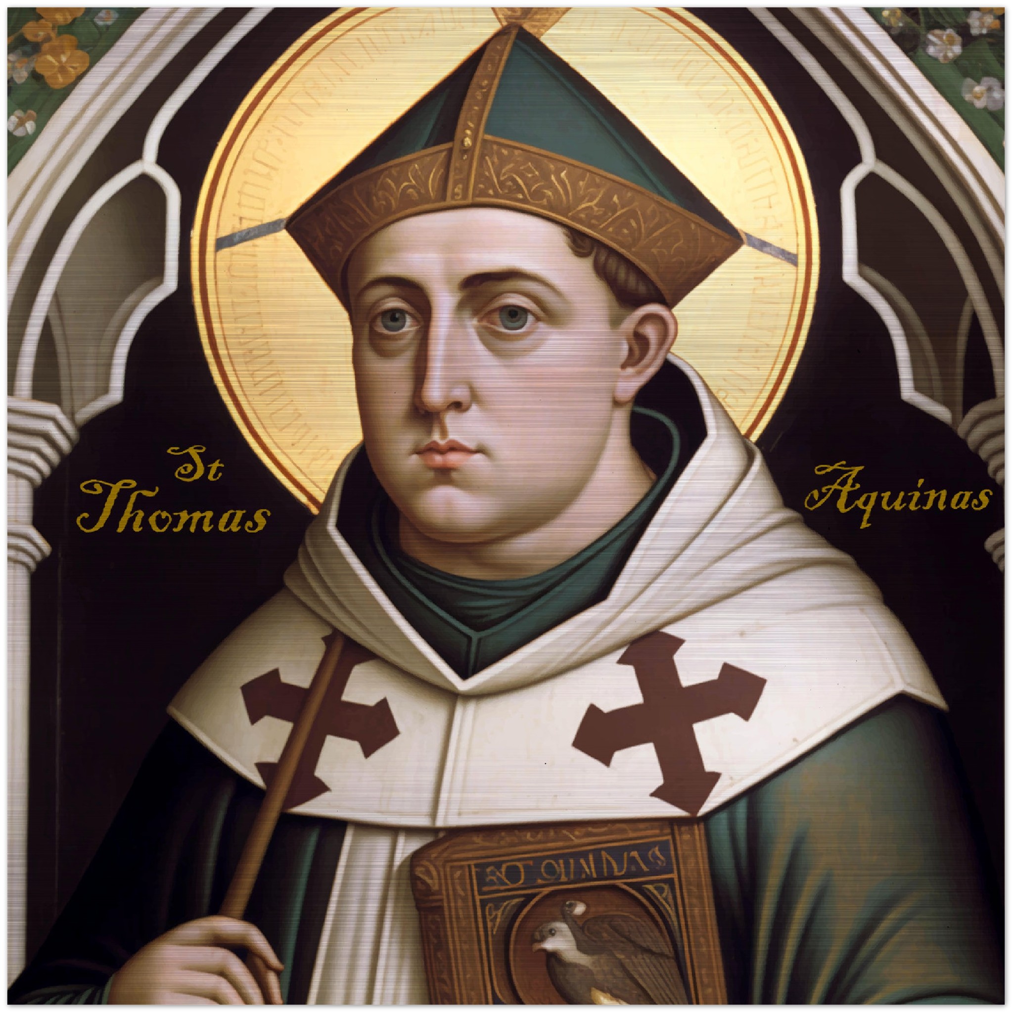 St. Thomas Aquinas ✠ Brushed Aluminum Icon
