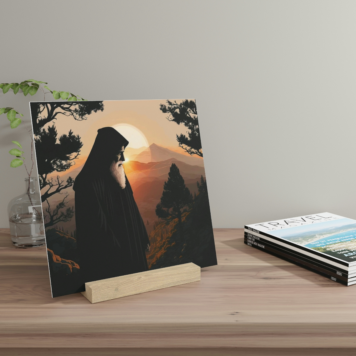Saint Charbel, loved by God + Icon Gallery Board with Stand