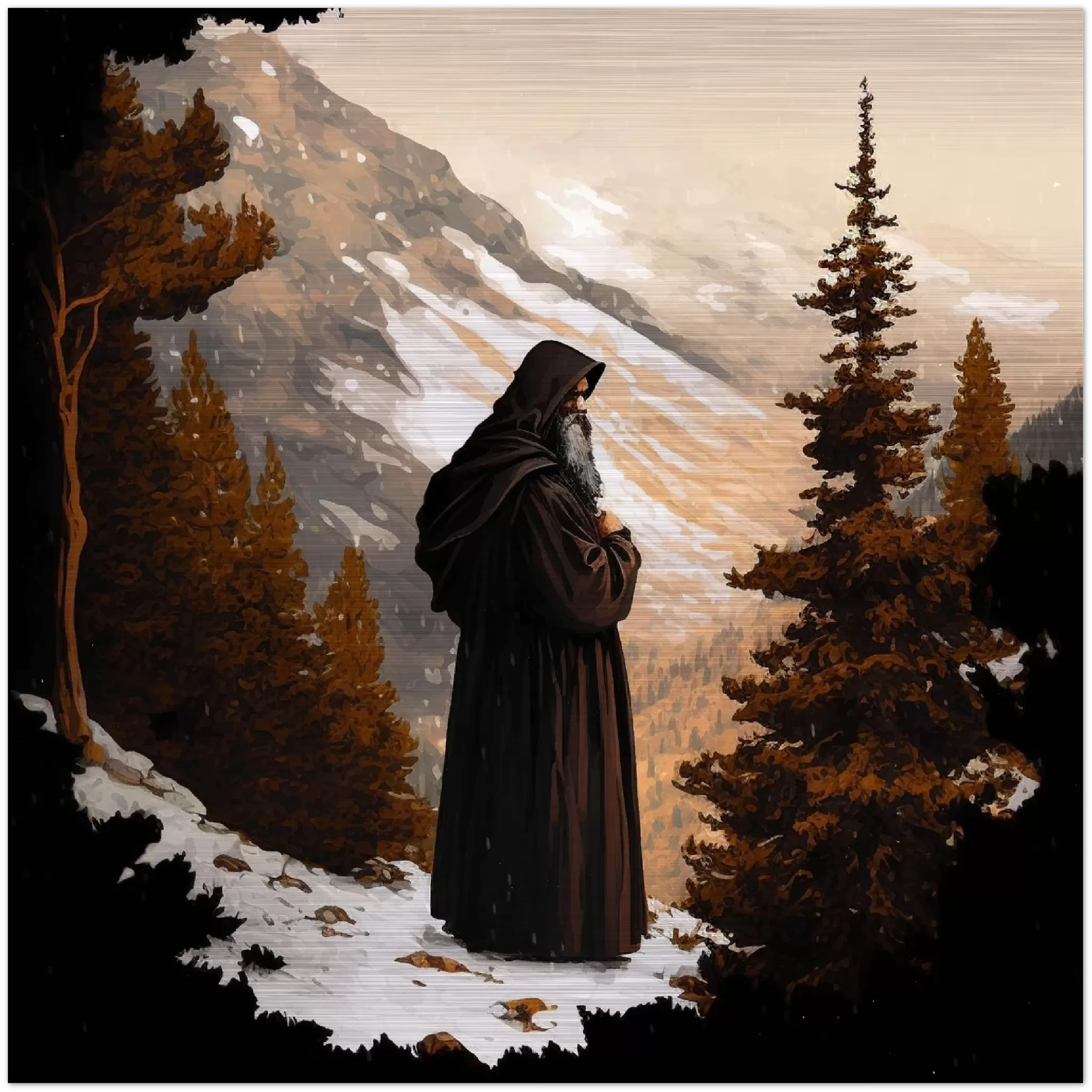 Miraculous Saint Charbel ✠ Maronite Monk ✠ Brushed Aluminum Icon