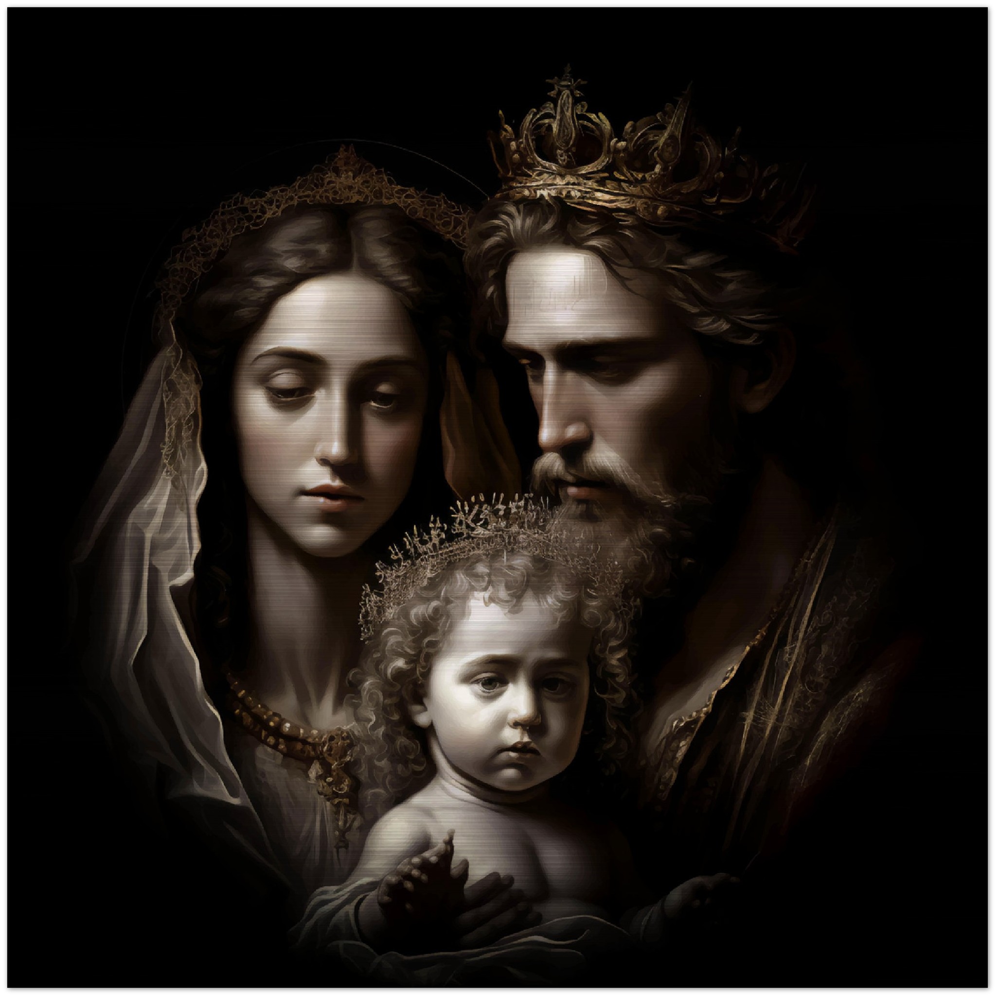 Holy Royal Family ✠ Brushed Aluminum Icon Brushed Aluminum Icons Rosary.Team
