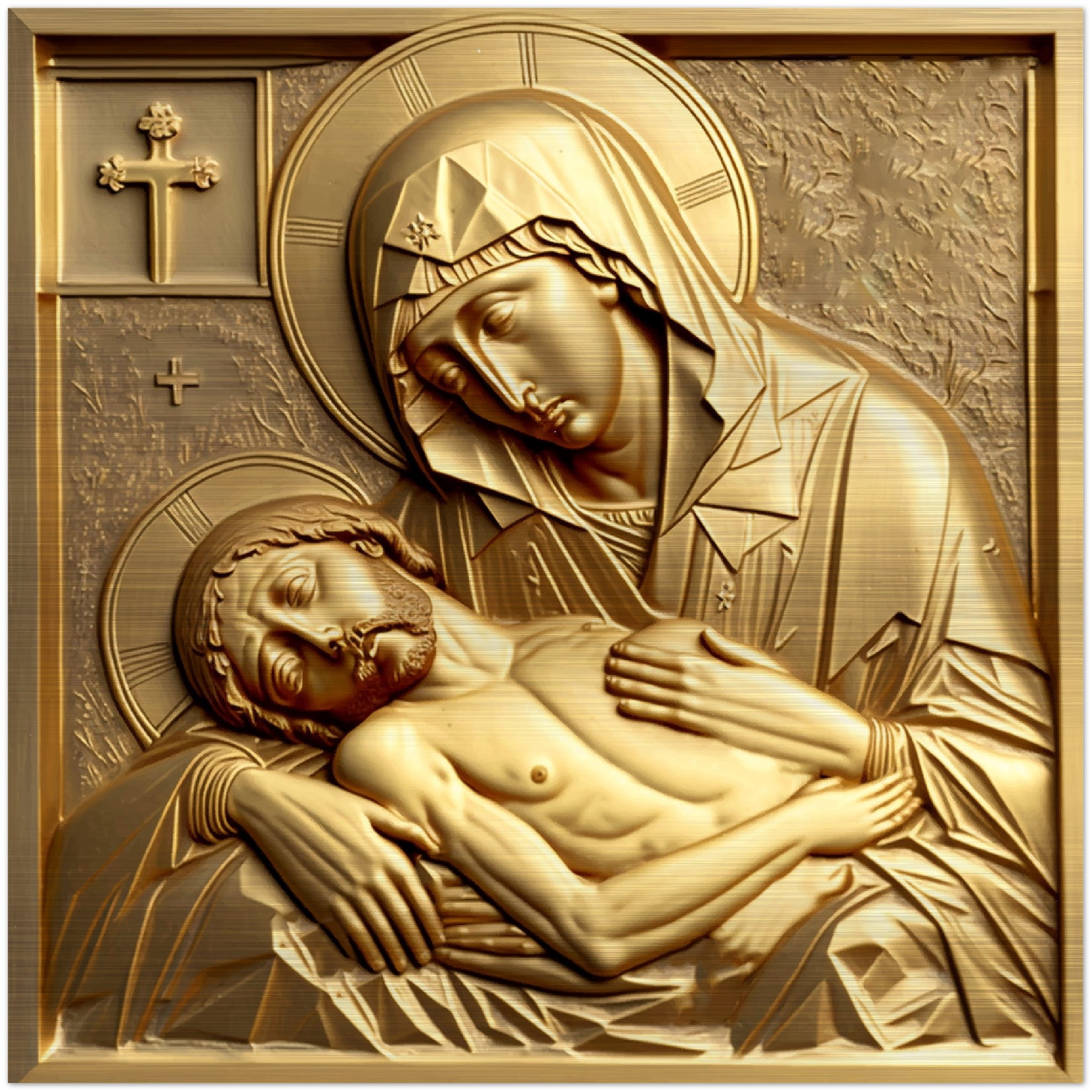 Pietà - O Sorrowful Mother ✠ Brushed Aluminum Icon