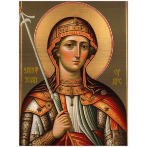 St Joan of Arc ✠ Brushed Aluminum Icon Brushed Aluminum Icons Rosary.Team