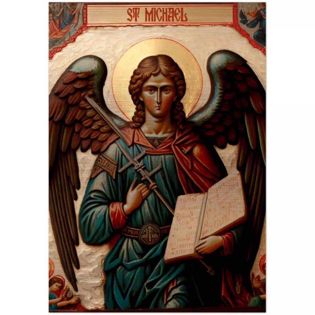 St. Michael the Archangel ✠ Brushed Aluminum Icon