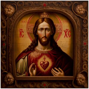 O most Holy Heart of Jesus ✠ Brushed Aluminum Icon Brushed Aluminum Icons Rosary.Team