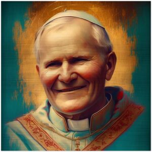 Prayer to St. John Paul II ✠ Brushed Aluminum Icon Brushed Aluminum Icons Rosary.Team